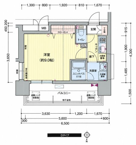 名古屋市東区葵１丁目の賃貸マンションの間取り