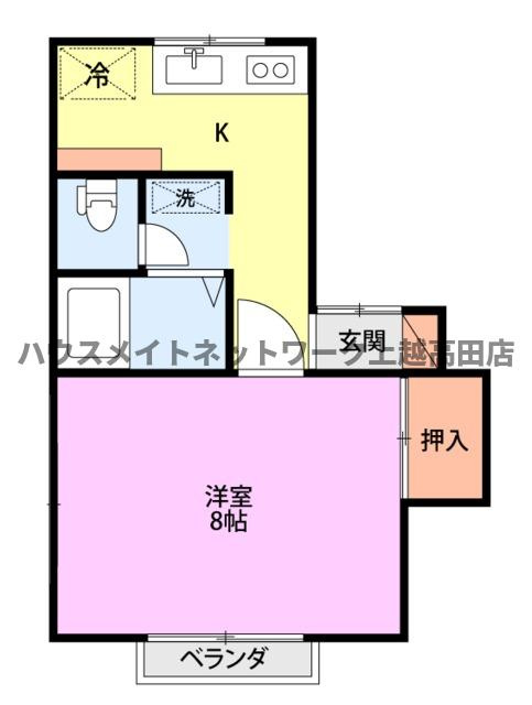 ジョイフルハイツの間取り|間取図（ジョイフルハイツ D）1K