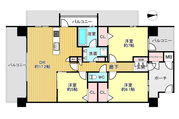 モアグレース長良平和通レジデンス【4階】の間取り