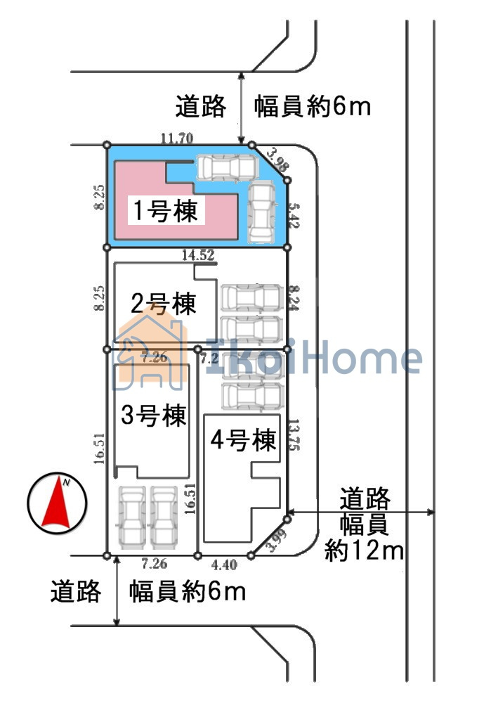 神戸市西区池上全４棟１号棟　新築戸建のその他|●区画図●全4棟の分譲地。1号棟は通風採光良好、開放的な角地物件です！