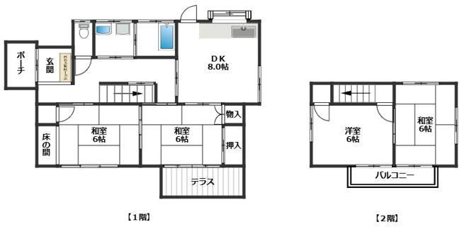 【間取り】 | 恵子２丁目Ｈ・Ｉ貸家