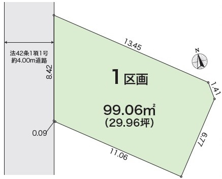 千鳥が丘１丁目　建築条件付き土地の土地図
