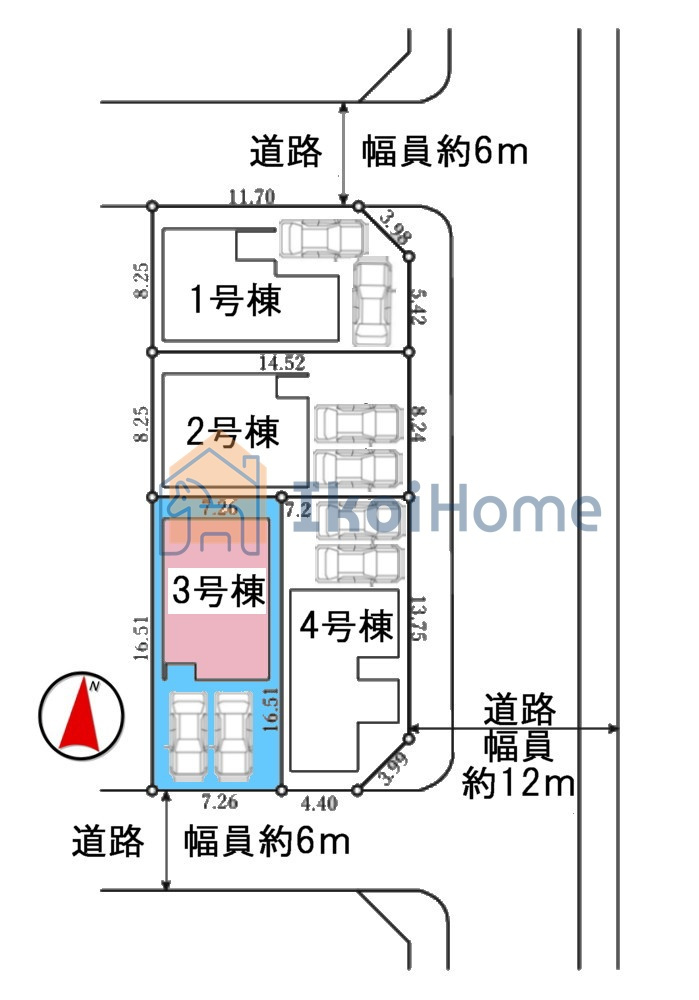 神戸市西区池上全４棟3号棟　新築戸建の駐車場|●年中無休：見学時間9:00～20:00・当日予約可●駐車場はL字2台になります。普通車2台可能です。