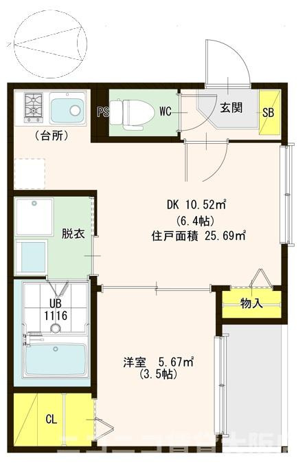 大阪市生野区林寺２丁目のアパートの間取り