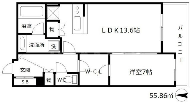 グレンパーク梅田北　扇町小学校区の間取り|グレンパーク梅田北　開放感のある間取り