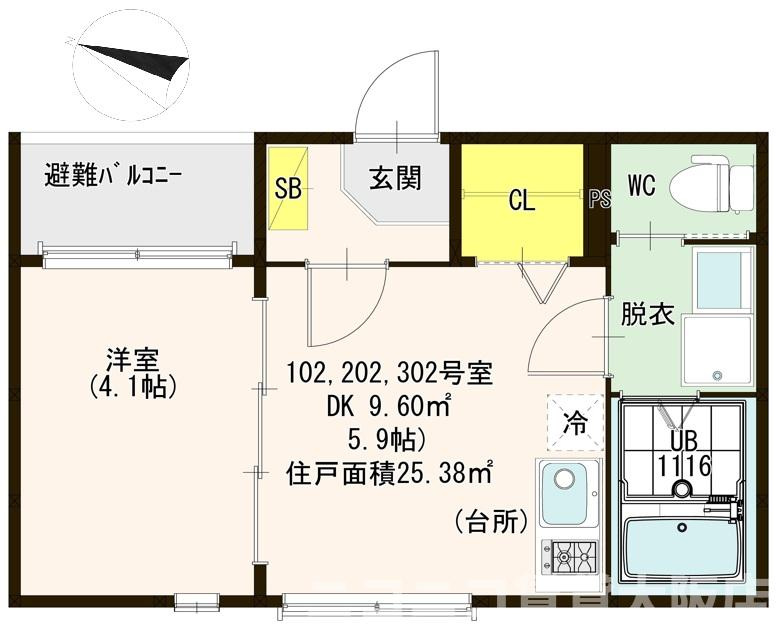 大阪市城東区新喜多東１丁目のアパートの間取り