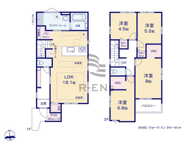 【間取り】 | 練馬区高松６丁目　新築戸建て　１号棟 | 4LDK・土地面積102.50ｍ2・建物面積102.37ｍ2