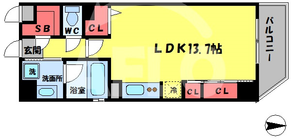 Ciel・D東梅田の間取り|Ciel・D東梅田　開放感ある間取り