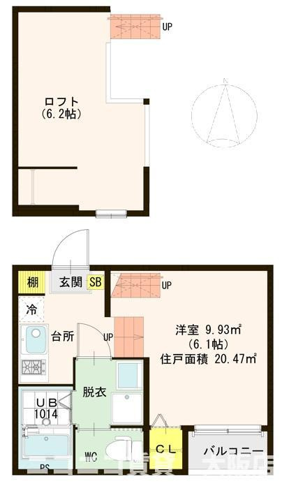 京都市山科区音羽千本町のアパートの間取り