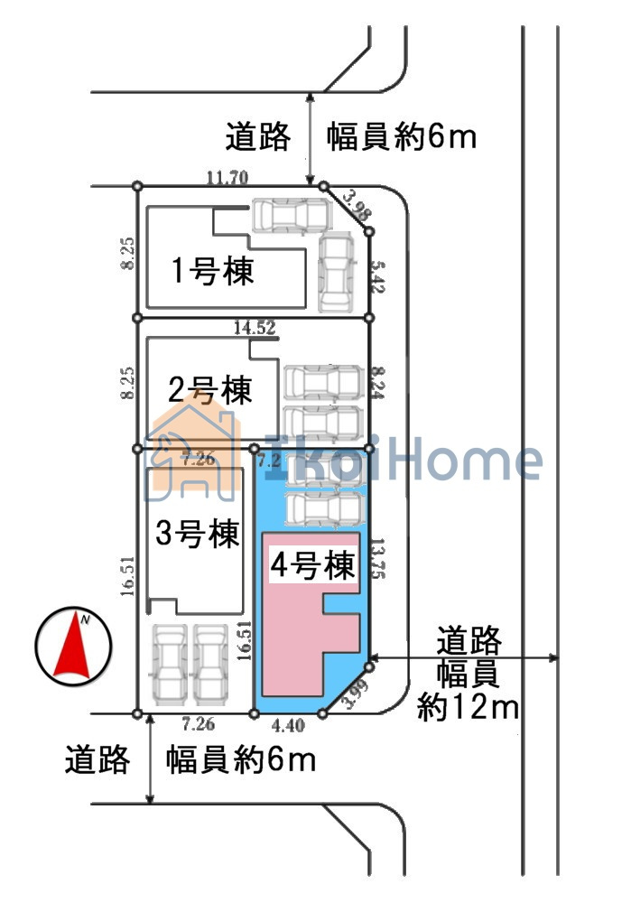 神戸市西区池上全４棟4号棟　新築戸建のその他|●区画図●全4棟の分譲地。4号棟は通風採光良好、開放的な角地物件です！