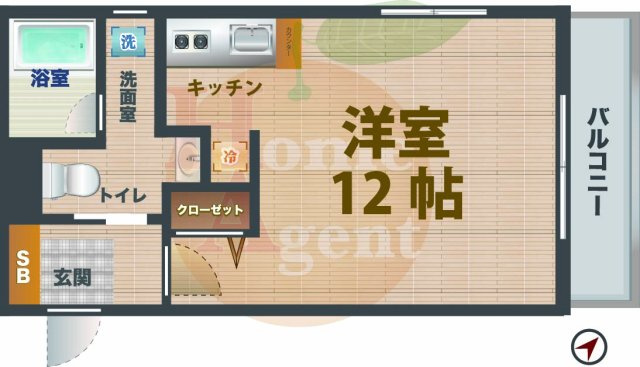 【間取り】 | プレール・ドゥーク下井草 | 1Rのお部屋です。