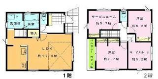 茅ヶ崎市西久保　新築戸建　全４棟の間取り|南向き　２LDK+2S