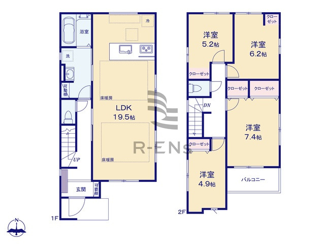 【間取り】 | 練馬区高松６丁目　新築戸建て　３号棟 | 4LDK・土地面積103.97ｍ2・建物面積102.98ｍ2