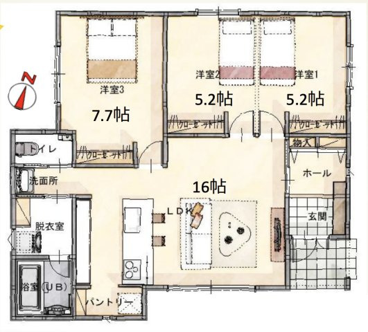 【間取り】 | シャインステージ水深　新築戸建　全1棟　1号棟