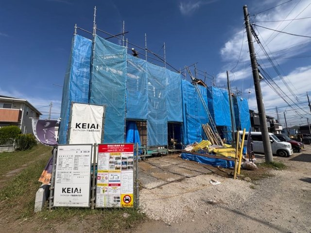 野田市上花輪6期　新築戸建　1号棟の前面道路含む現地写真