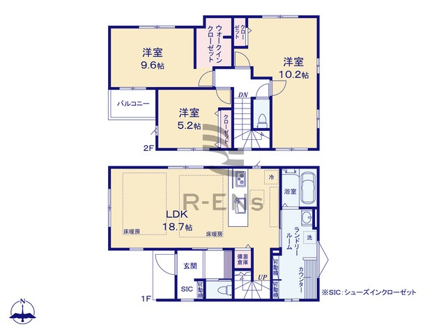 【間取り】 | 練馬区高松６丁目　新築戸建て　４号棟 | 3LDK・土地面積103.50ｍ2・建物面積104.08ｍ2