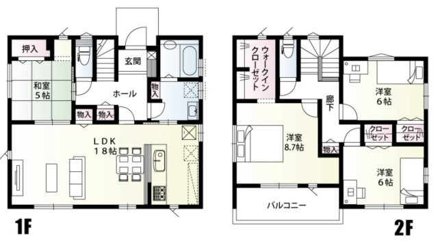 【間取り】 | 加須市三俣１丁目　新築戸建　全8棟　2号棟