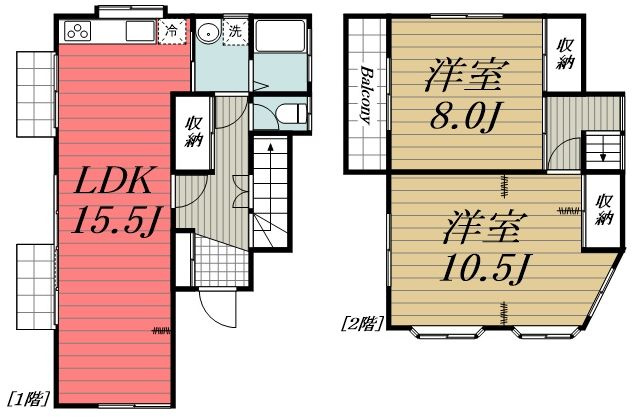 【間取り】 | 若松町貸家/2216-13