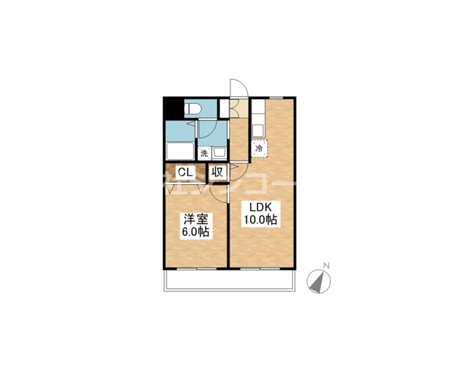 【間取り】 | シャルマン堤 | 202（1LDK)　2階・3階は1LDKが各2部屋ございます。