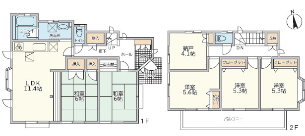 厚木市愛名　中古戸建の間取り