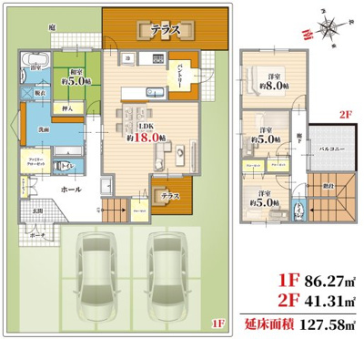 【参考プラン】 | 大阪狭山市大野台3丁目　建築条件無し売土地♪ | 【参考プラン図】
広々庭、屋上テラス、駐車3台などなんなりとお申し付けください♪