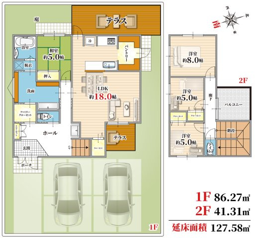 【参考プラン】 | 大阪狭山市大野台3丁目　建築条件無し売土地♪ | 【参考プラン図】
広々庭、屋上テラス、駐車3台などなんなりとお申し付けください♪