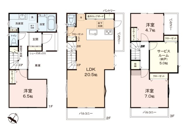入間郡三芳町大字藤久保の新築一戸建の間取り|明るく開放感のある2階LDKはゆったり20.5帖！
ご家族がゆったりくつろげる空間です。