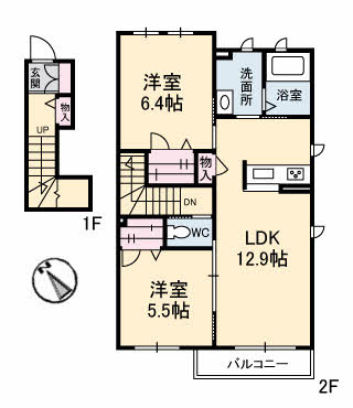 【間取り】 | プロヌーブ原田町 B棟