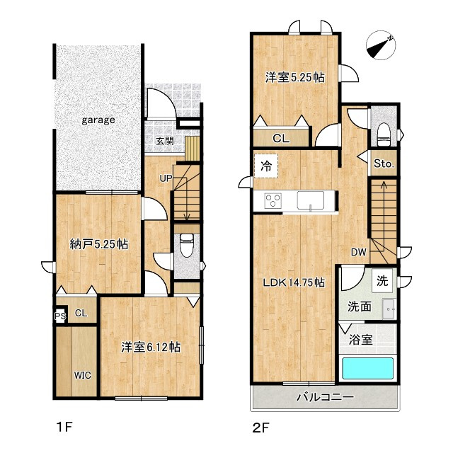 枚方市田宮本町　新築戸建ての間取り|B号棟 2SLDK、土地面積84.67㎡、建物面積 78.66㎡