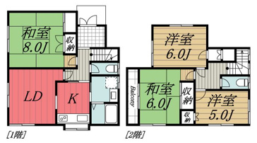 【間取り】 | ペットと暮らせる南岩崎戸建貸家/28-8