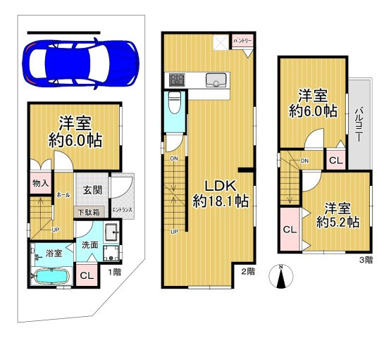 高石市東羽衣4丁目土地の参考プラン|建物価格 1,800万円（税込）外構工事費込み！