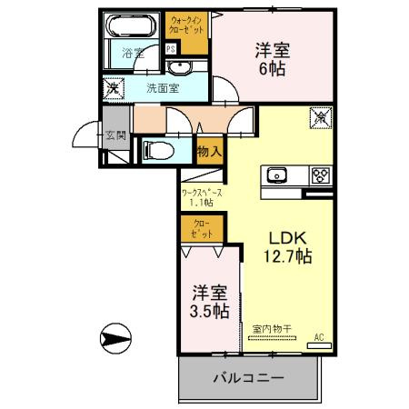 フロレゾン北花山Ａの間取り
