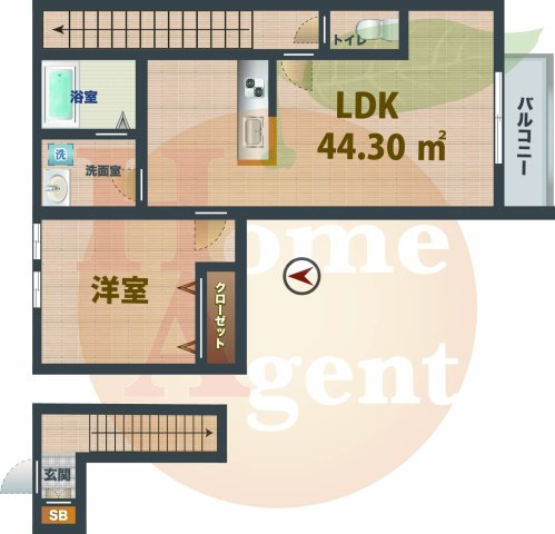 【間取り】 | Casa　soleggiata | 1LDKのお部屋です。