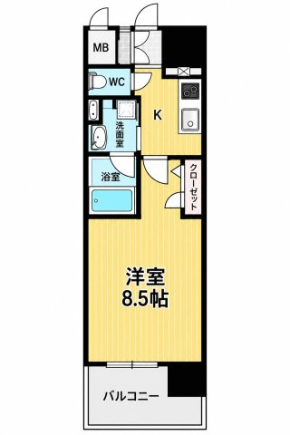 名古屋市中区大須３丁目の賃貸マンションの間取り