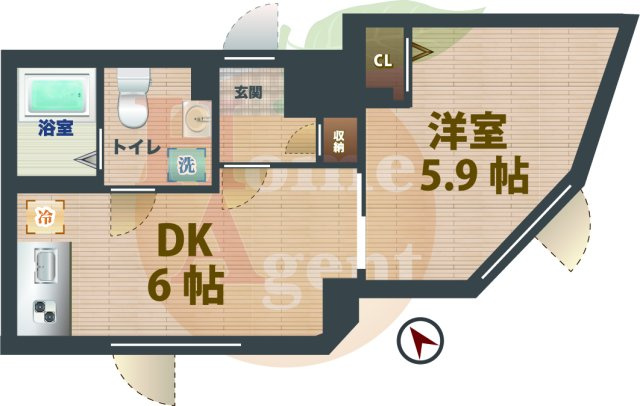 【間取り】 | アトリオフラッツ野方 | 1DKのお部屋です。
