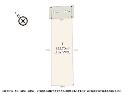 【区画図】 | 107坪のゆとりある敷地面積が魅力的な分譲地です。