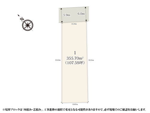 【区画図】 【区画図】 | 107坪のゆとりある敷地面積が魅力的な分譲地です。