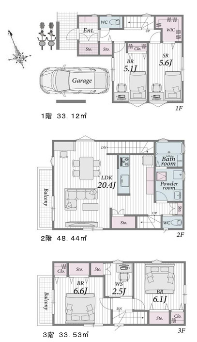 新宿区西落合３丁目売地の参考プラン|4SLDK/延床約115㎡
