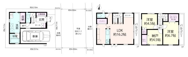 西宮市中須佐町　新築戸建の間取り
