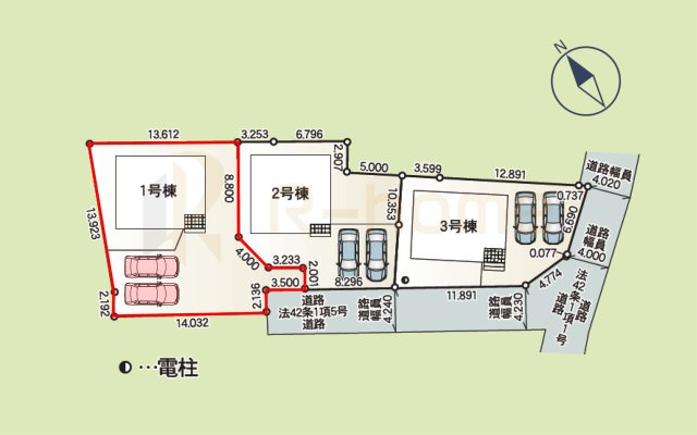 土浦市真鍋第12　新築戸建て　1号棟の区画図|大きなお買い物だからこそ、メリット・デメリットを伝えさせて頂きます。
R-homeにお任せください♪