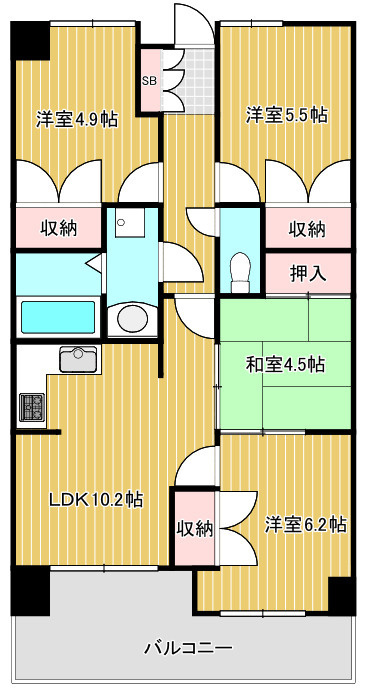朝日プラザサザンパークB棟の間取り