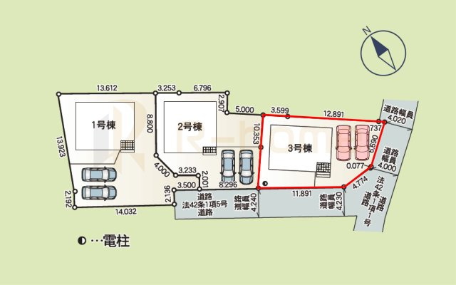 土浦市真鍋第12　新築戸建て　3号棟の区画図|大きなお買い物だからこそ、メリット・デメリットを伝えさせて頂きます。
R-homeにお任せください♪