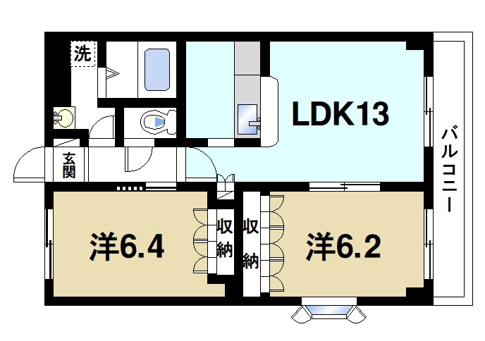 ローズマリーの間取り|2LDKの間取りです