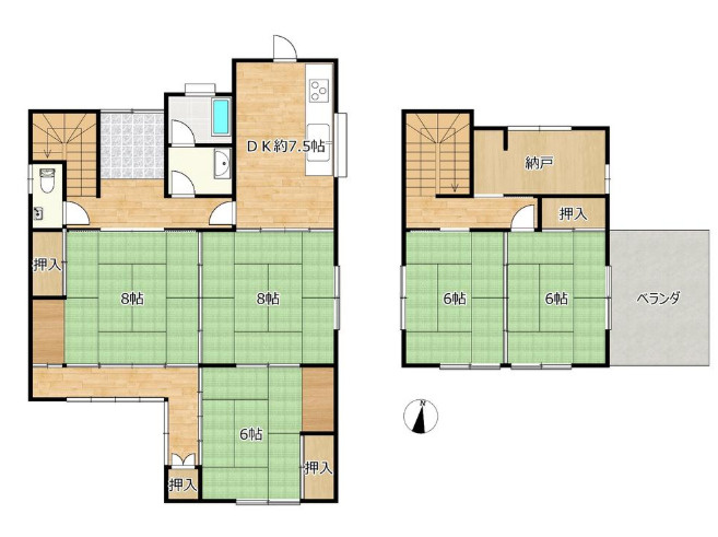 高砂市伊保崎2丁目　中古戸建の間取り|5DK＋納戸です。