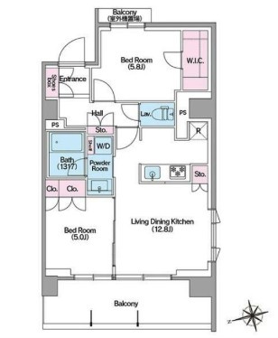 新宿区新宿７丁目の賃貸マンションの間取り