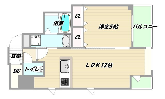 大阪市淀川区宮原１丁目の賃貸マンションの間取り