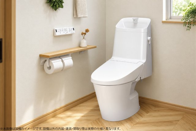 江戸川区江戸川２丁目新築戸建【LIONEL江戸川Ⅰ全1棟】のトイレ|【設備】LIXIL 「ベーシアシャワー」LIXIL 温水洗浄便座・埋め込み収納付き