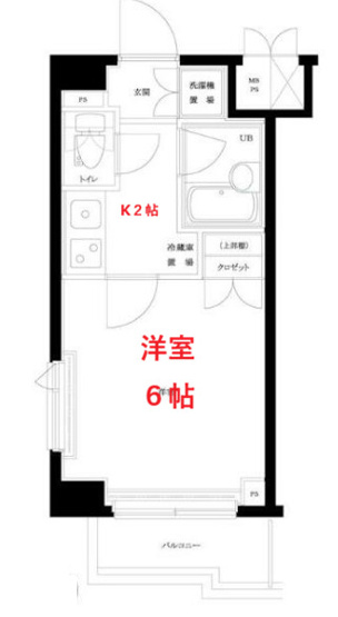 【間取り】 | ルーブル南品川 | 洋室６帖　K２帖