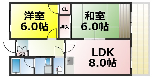 【間取り】 | ファミリーハイツ九条 仲介手数料無料