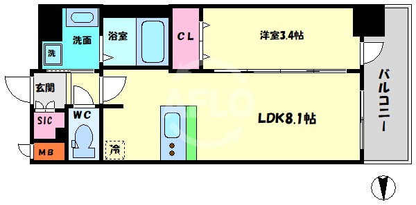 エステムコート梅田・天神橋IVステーションフロントの間取り|エステムコート梅田・天神橋IVステーションフロント　開放感のある間取り